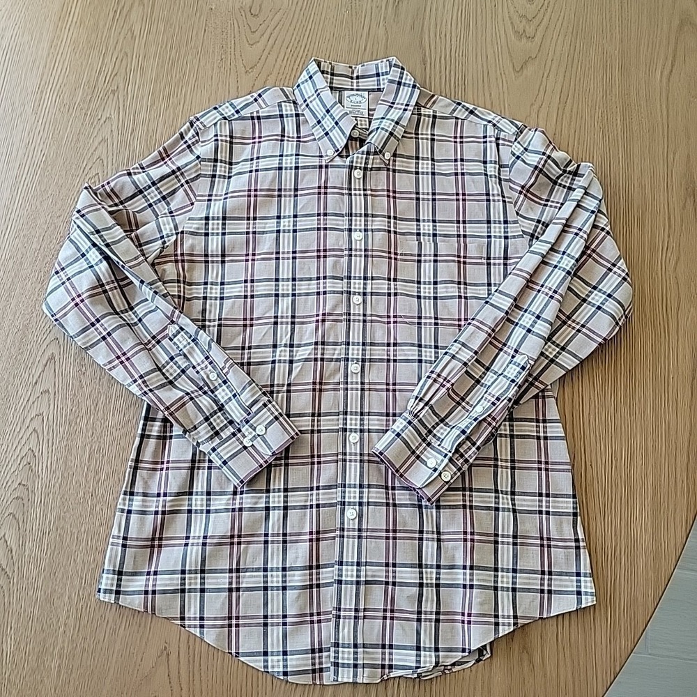 Brooks Brothers Shirt Mens Large Regent Plaid Button Down Supima OCBD Preppy - Picture 1 of 7